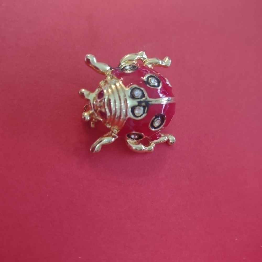 Women's Lady bug Rhinestone ESTATE brooch pin